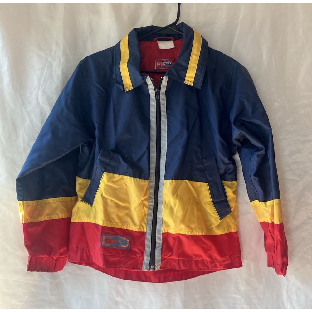 Sportrax Boys Windbreaker Jacket Red Navy Rain Coat Lightweight Kids